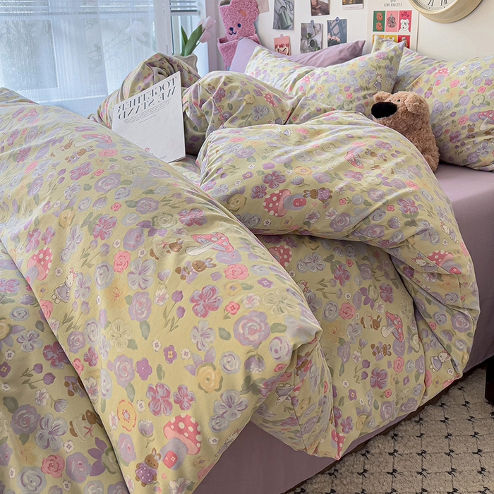 91家纺网 家纺一手货源 找家纺 韩巢家纺 2025新款水洗棉印花被套床单四件套学生宿舍床上三件套 -提供卖家秀 兔漫画报