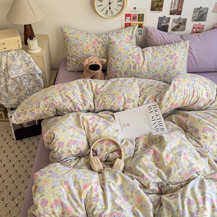 91家纺网 家纺一手货源 找家纺 韩巢家纺 2025新款水洗棉印花被套床单四件套学生宿舍床上三件套 -提供卖家秀 兔漫画报