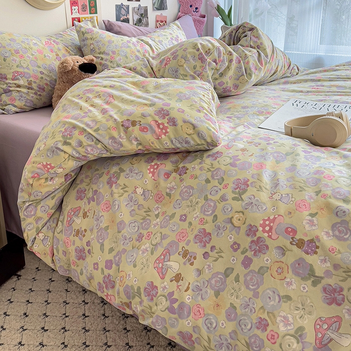 91家纺网 家纺一手货源 找家纺 韩巢家纺 2025新款水洗棉印花被套床单四件套学生宿舍床上三件套 -提供卖家秀 兔漫画报