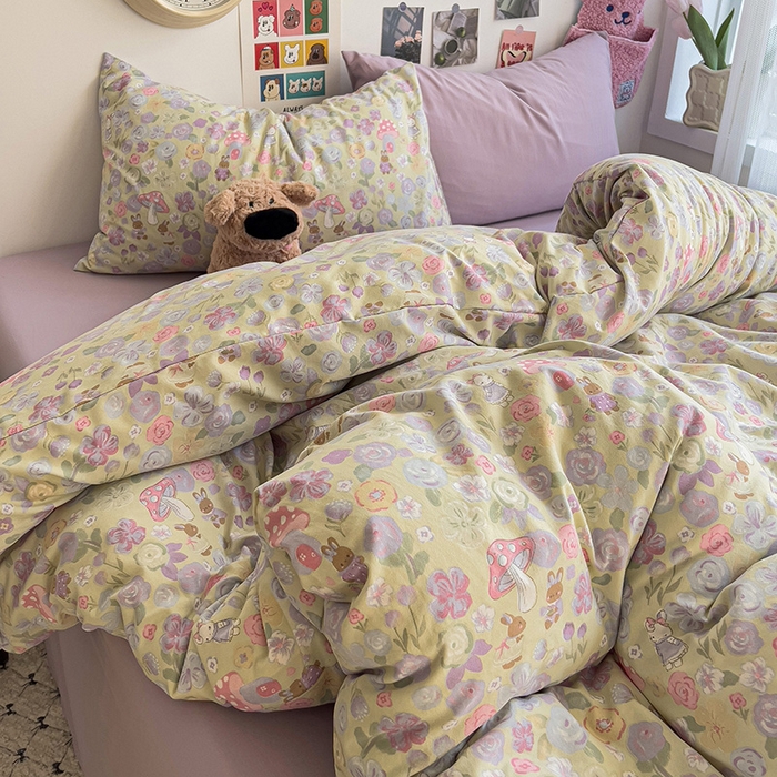 91家纺网 家纺一手货源 找家纺 韩巢家纺 2025新款水洗棉印花被套床单四件套学生宿舍床上三件套 -提供卖家秀 兔漫画报