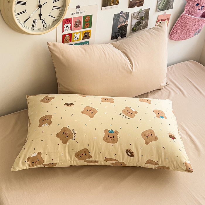 91家纺网 家纺一手货源 找家纺 韩巢家纺 2025新款水洗棉印花被套床单四件套学生宿舍床上三件套 -提供卖家秀 奥利奥小熊