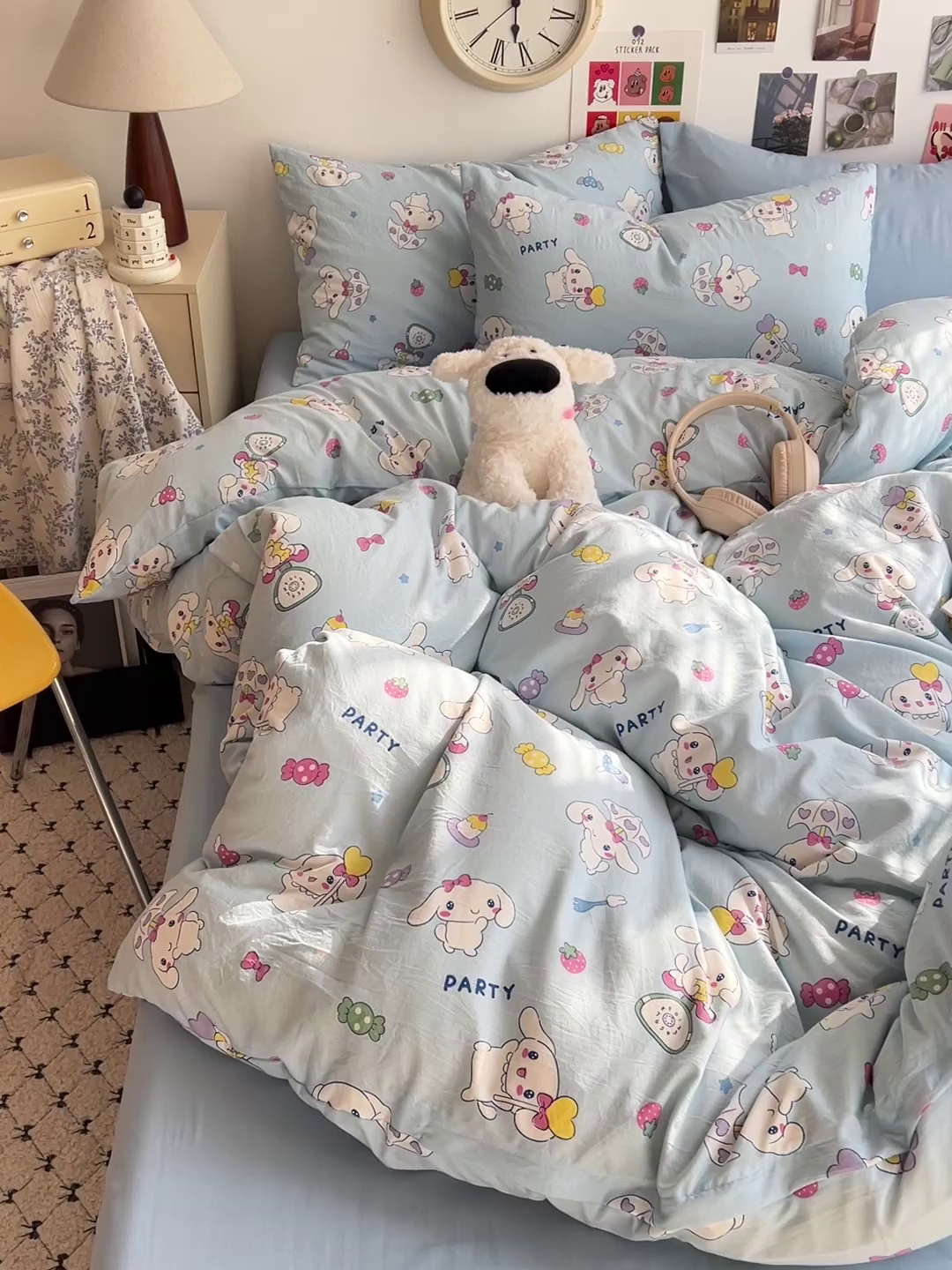 91家纺网 家纺一手货源 找家纺 韩巢家纺 2025新款水洗棉印花被套床单四件套学生宿舍床上三件套 -提供卖家秀 糖果小白