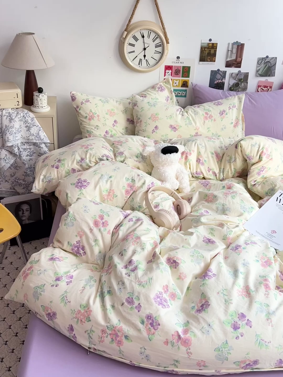 91家纺网 家纺一手货源 找家纺 韩巢家纺 2025新款水洗棉印花被套床单四件套学生宿舍床上三件套 -提供卖家秀 流心奶糕