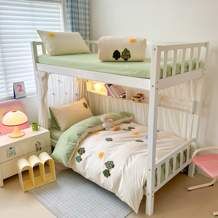 91家纺网 家纺一手货源 找家纺 （总）如意朵 2025新款全棉小清新绣花学生季三四件套