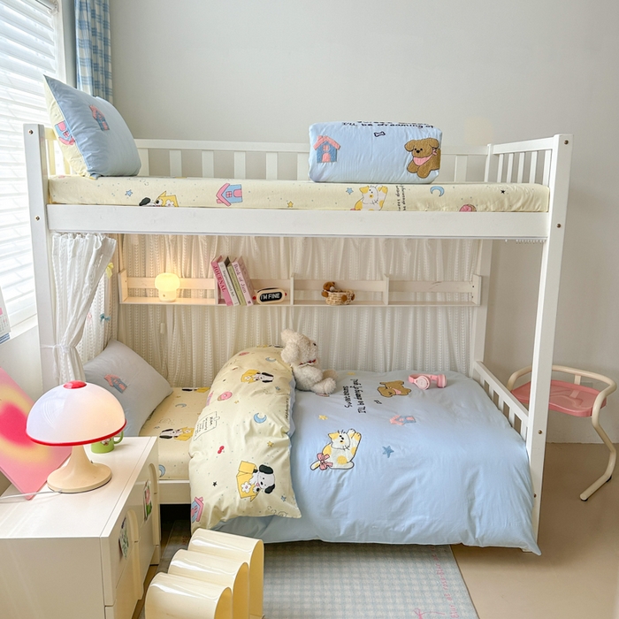 91家纺网 家纺一手货源 找家纺 如意朵 2025新款全棉小清新绣花学生季三四件套 萌宠乐园