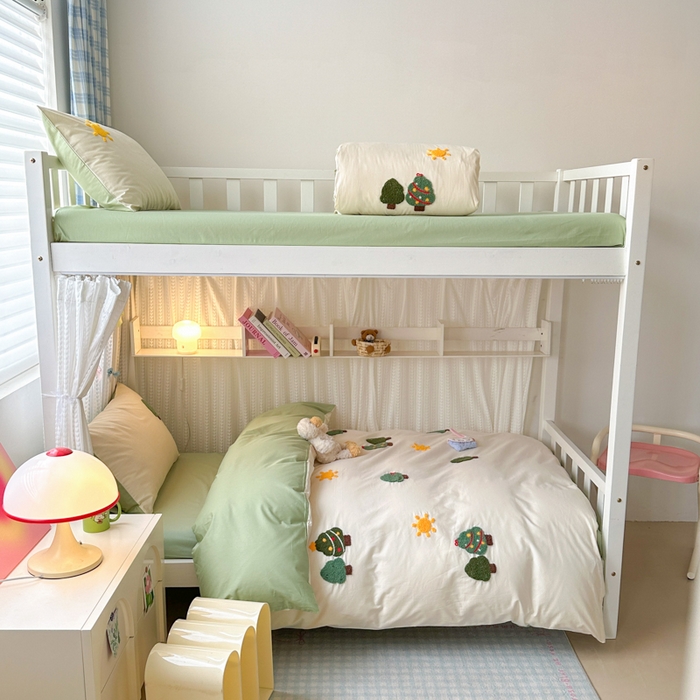 91家纺网 家纺一手货源 找家纺 如意朵 2025新款全棉小清新绣花学生季三四件套 美好时光