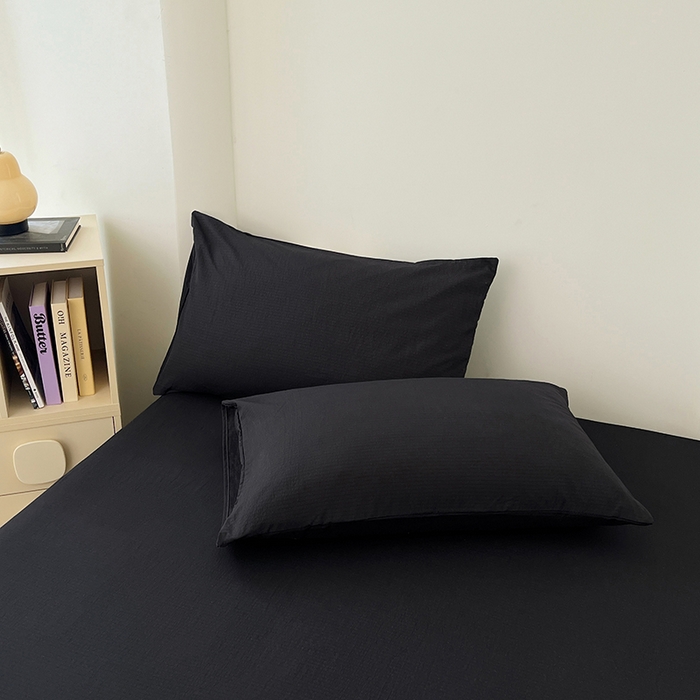 91家纺网 家纺一手货源 找家纺 彩韵家纺 2025新款木m双层纱床单 黑耀黑