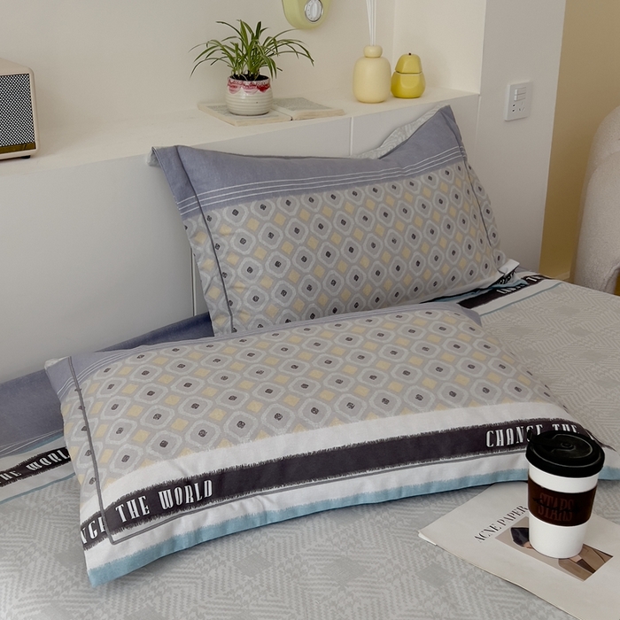 91家纺网 家纺一手货源 找家纺 优品阁 2024新款亲肤舒适全棉磨毛四件套学生三件套系列 摩登气息-灰