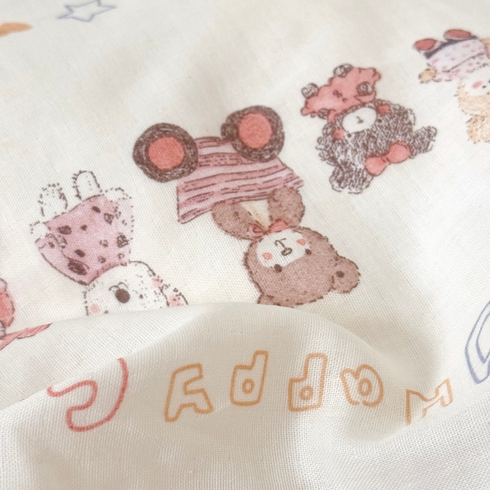 91家纺网 家纺一手货源 找家纺 2025新款全棉26℃有氧双层纱幼儿园多件套 快乐小熊