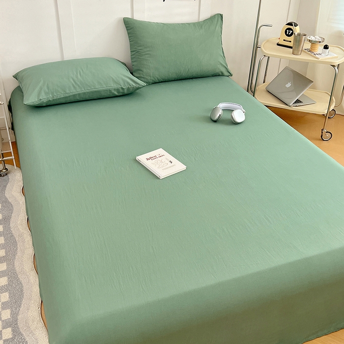 91家纺网 家纺一手货源 找家纺 彩韵家纺 2025新款柔软云感水洗m床单系列 橄榄绿