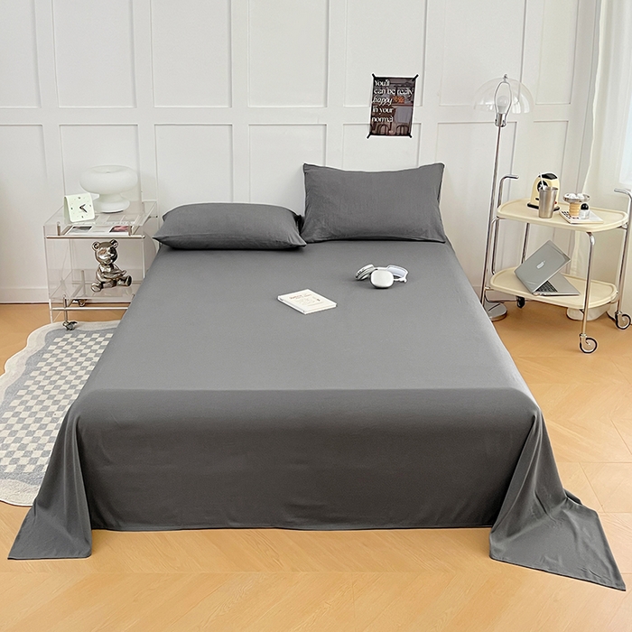 91家纺网 家纺一手货源 找家纺 彩韵家纺 2025新款柔软云感水洗m床单系列 银优灰