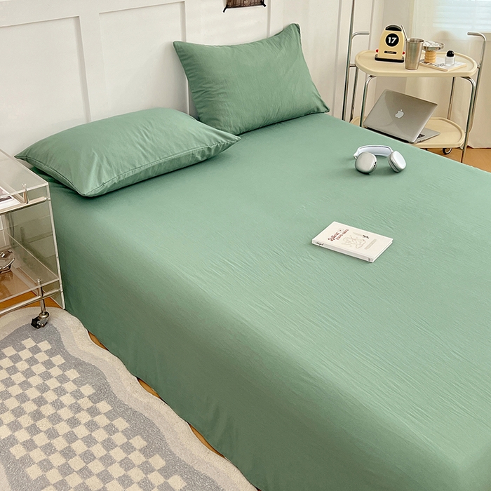 91家纺网 家纺一手货源 找家纺 彩韵家纺 2025新款柔软云感水洗m床单系列 橄榄绿