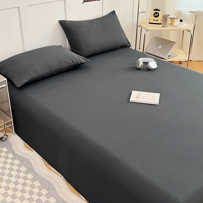 91家纺网 家纺一手货源 找家纺 彩韵家纺 2025新款柔软云感水洗m床单系列 绅士灰