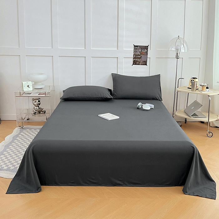 91家纺网 家纺一手货源 找家纺 彩韵家纺 2025新款柔软云感水洗m床单系列 绅士灰