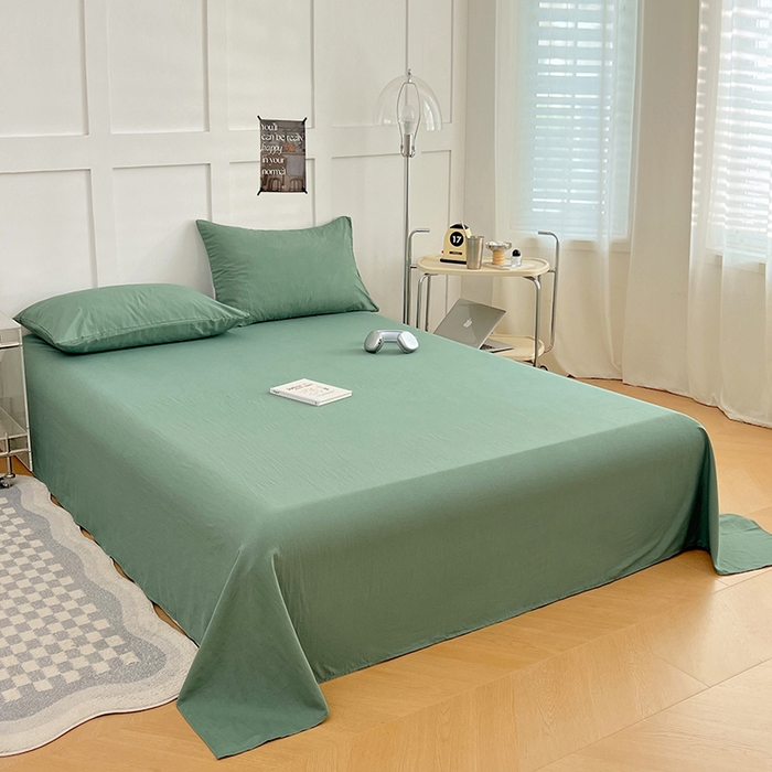 91家纺网 家纺一手货源 找家纺 彩韵家纺 2025新款柔软云感水洗m床单系列 橄榄绿