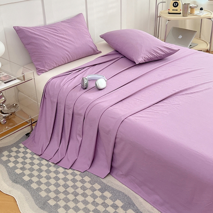 91家纺网 家纺一手货源 找家纺 彩韵家纺 2025新款柔软云感水洗m床单系列 魅力紫