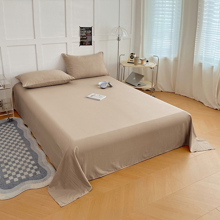 91家纺网 家纺一手货源 找家纺 彩韵家纺 2025新款柔软云感水洗m床单系列 卡其