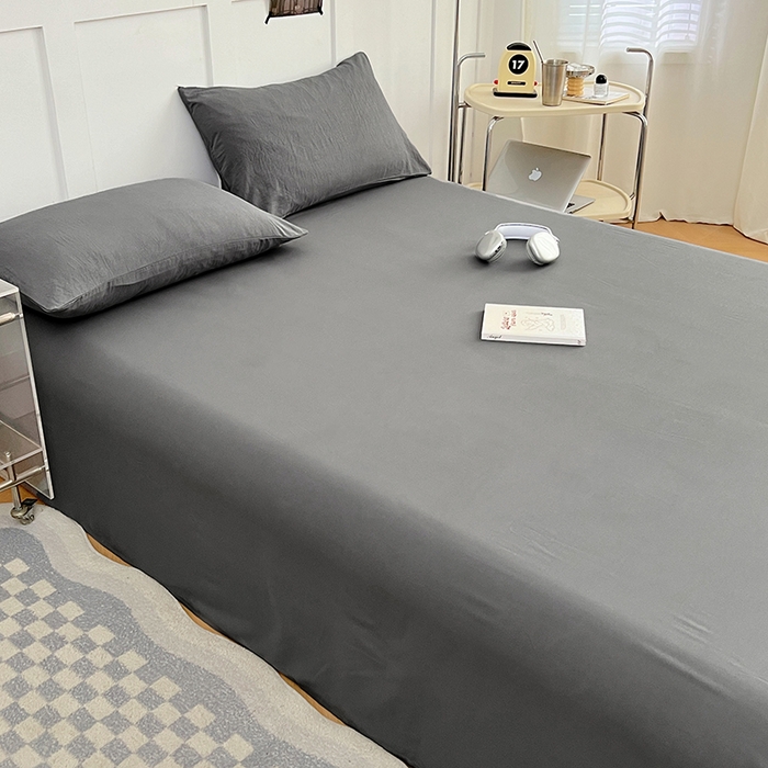 91家纺网 家纺一手货源 找家纺 彩韵家纺 2025新款柔软云感水洗m床单系列 银优灰