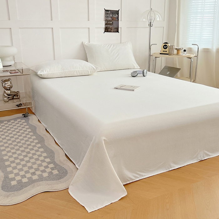 91家纺网 家纺一手货源 找家纺 彩韵家纺 2025新款柔软云感水洗m床单系列 珍珠白