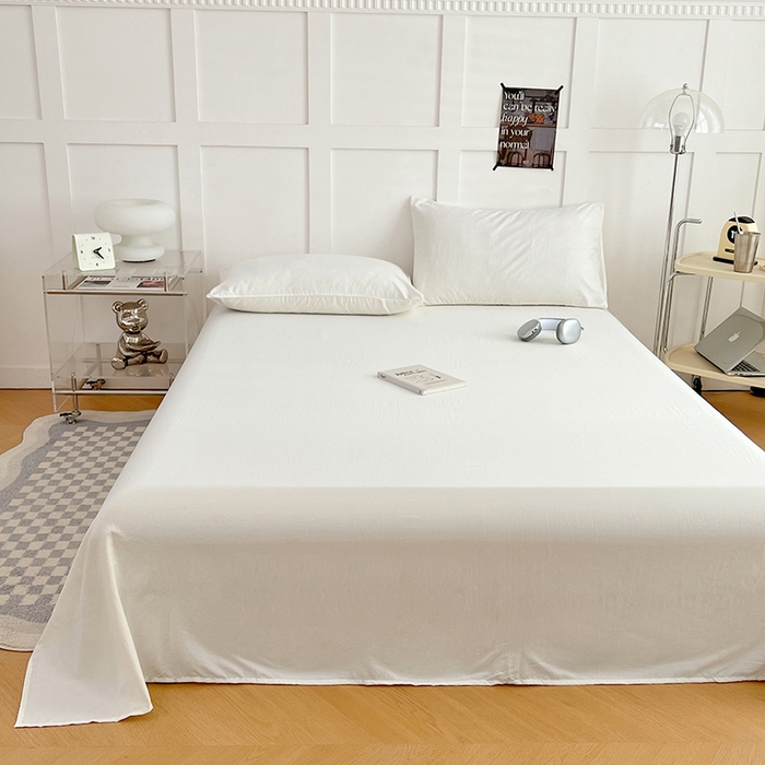 91家纺网 家纺一手货源 找家纺 彩韵家纺 2025新款柔软云感水洗m床单系列 珍珠白