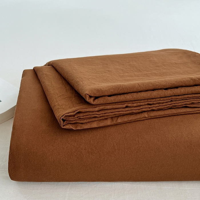 91家纺网 家纺一手货源 找家纺 彩韵家纺 2025新款柔软云感水洗m床单系列 咖啡