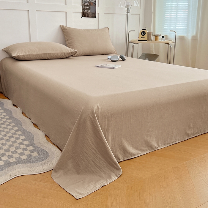 91家纺网 家纺一手货源 找家纺 彩韵家纺 2025新款柔软云感水洗m床单系列 卡其