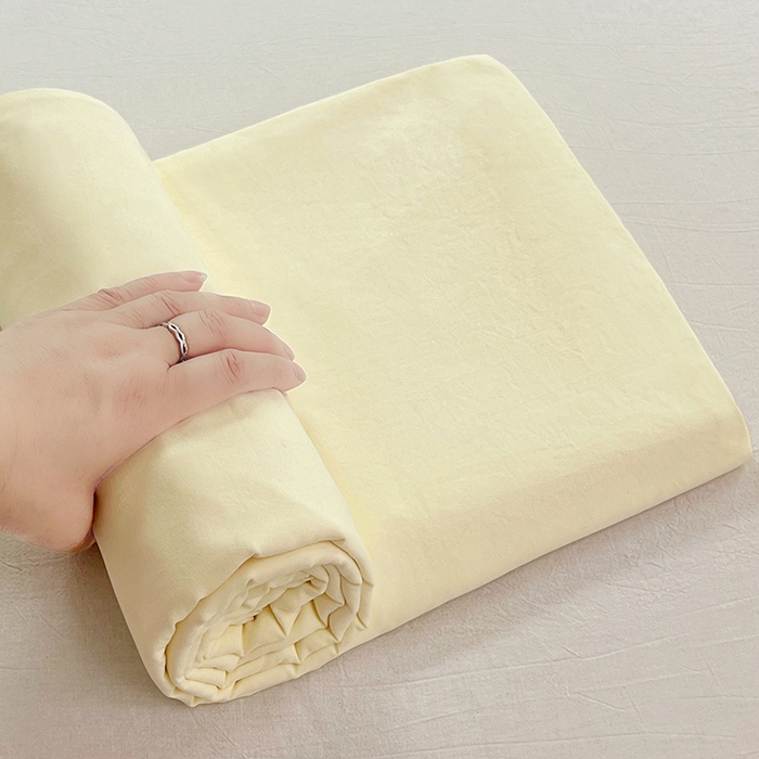 彩韵家纺 2025新款柔软云感水洗m床单系列 奶黄