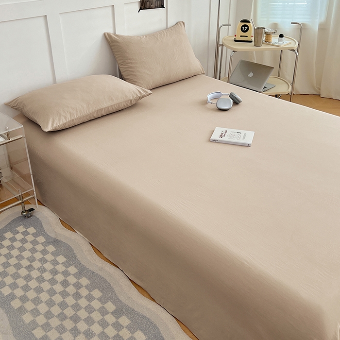 91家纺网 家纺一手货源 找家纺 彩韵家纺 2025新款柔软云感水洗m床单系列 卡其