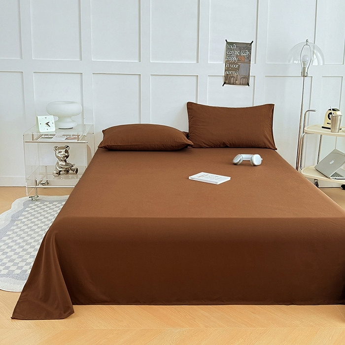 91家纺网 家纺一手货源 找家纺 彩韵家纺 2025新款柔软云感水洗m床单系列 咖啡