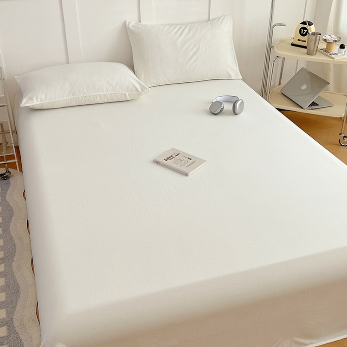 91家纺网 家纺一手货源 找家纺 彩韵家纺 2025新款柔软云感水洗m床单系列 珍珠白