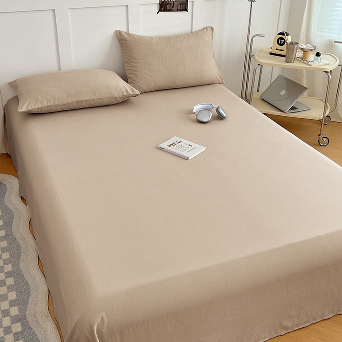 91家纺网 家纺一手货源 找家纺 彩韵家纺 2025新款柔软云感水洗m床单系列 卡其