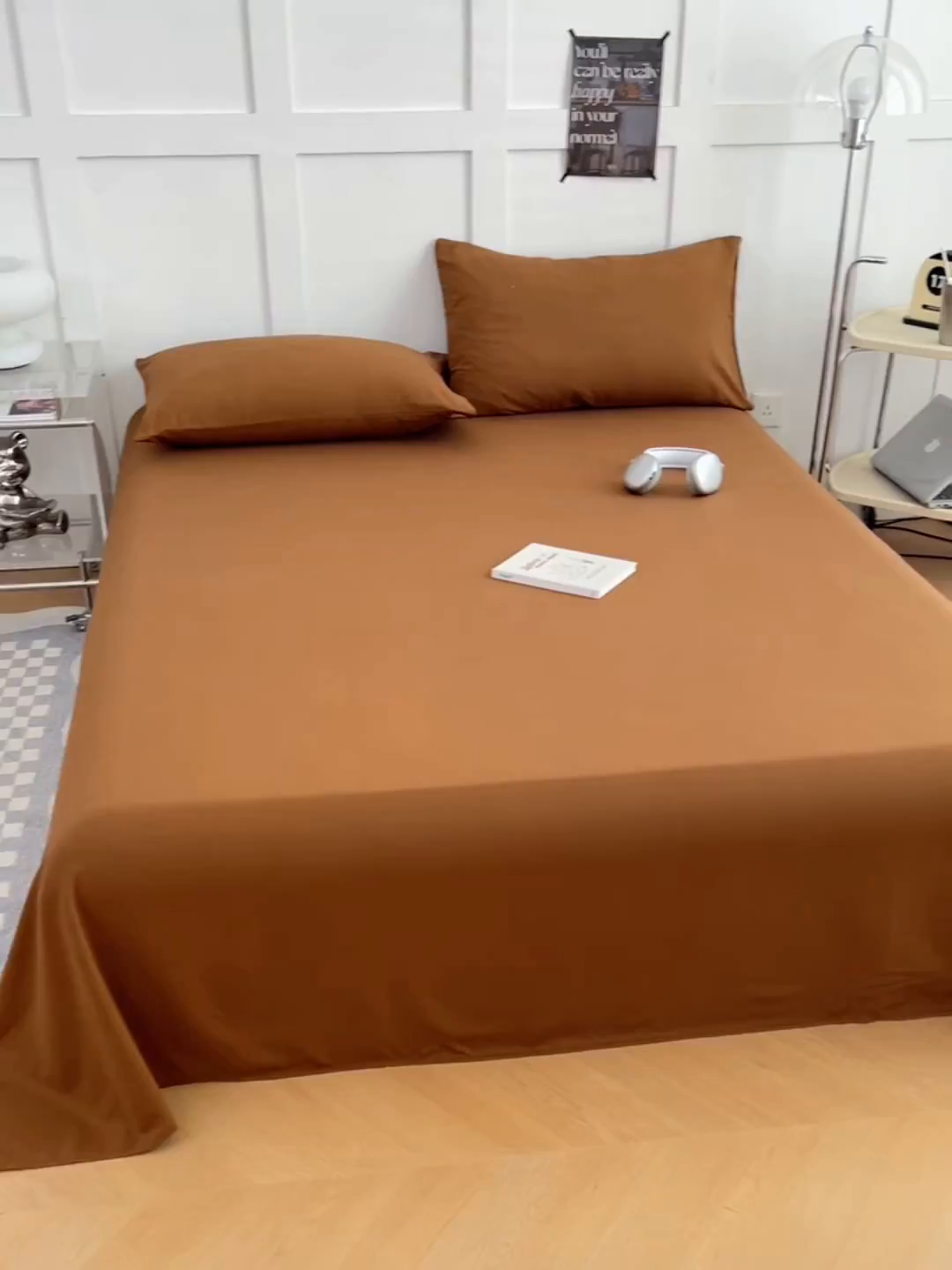 91家纺网 家纺一手货源 找家纺 彩韵家纺 2025新款柔软云感水洗m床单系列 咖啡