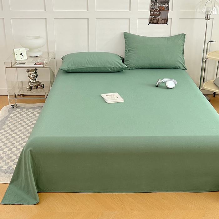 91家纺网 家纺一手货源 找家纺 彩韵家纺 2025新款柔软云感水洗m床单系列 橄榄绿