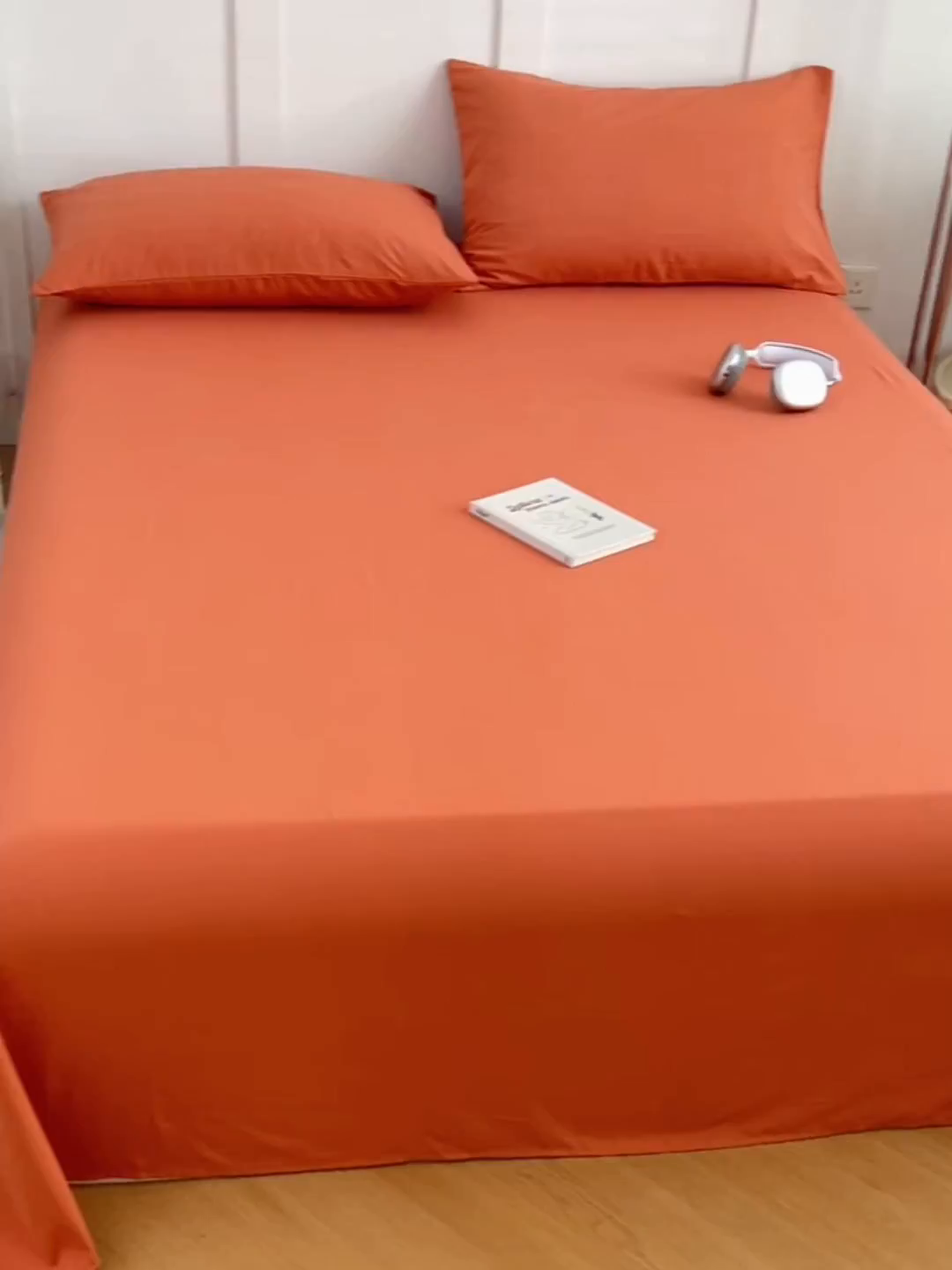 91家纺网 家纺一手货源 找家纺 彩韵家纺 2025新款柔软云感水洗m床单系列 落日橙
