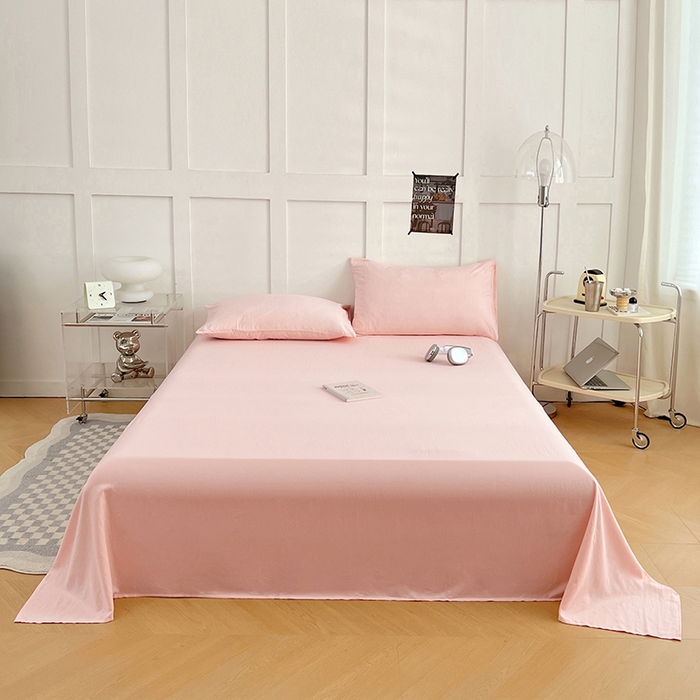 91家纺网 家纺一手货源 找家纺 彩韵家纺 2025新款柔软云感水洗m床单系列 樱花粉