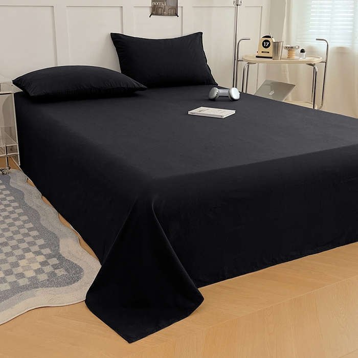 91家纺网 家纺一手货源 找家纺 彩韵家纺 2025新款柔软云感水洗m床单系列 耀夜黑