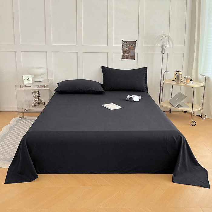 91家纺网 家纺一手货源 找家纺 彩韵家纺 2025新款柔软云感水洗m床单系列 耀夜黑