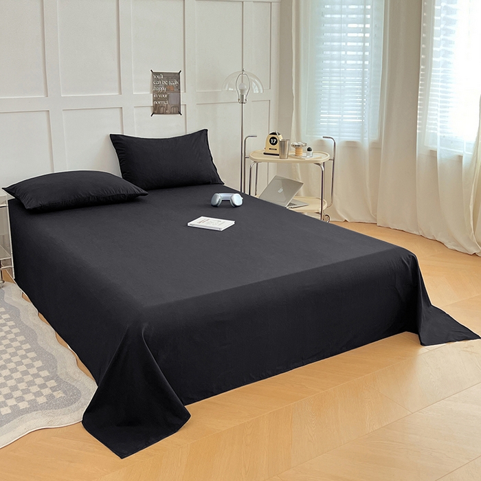 91家纺网 家纺一手货源 找家纺 彩韵家纺 2025新款柔软云感水洗m床单系列 耀夜黑