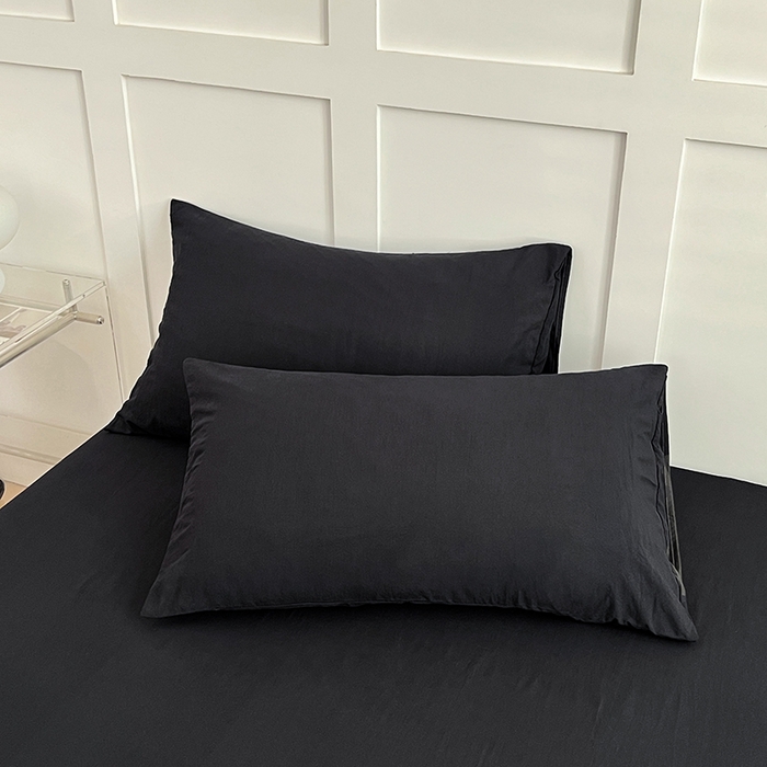 91家纺网 家纺一手货源 找家纺 彩韵家纺 2025新款柔软云感水洗m床单系列 耀夜黑