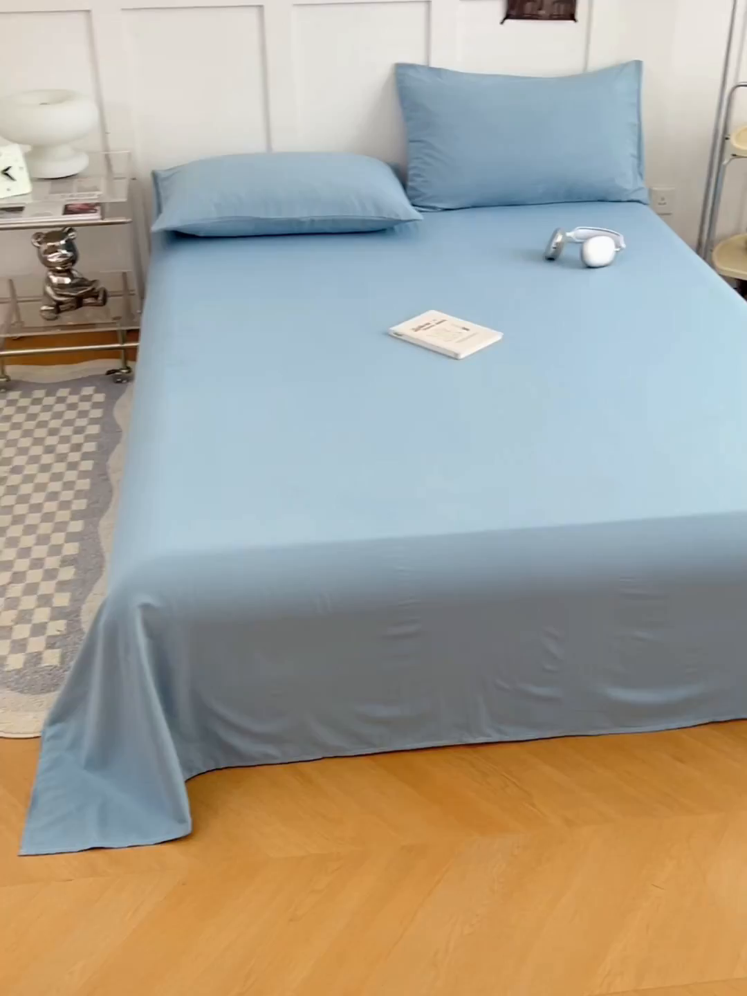 91家纺网 家纺一手货源 找家纺 彩韵家纺 2025新款柔软云感水洗m床单系列 奶油蓝