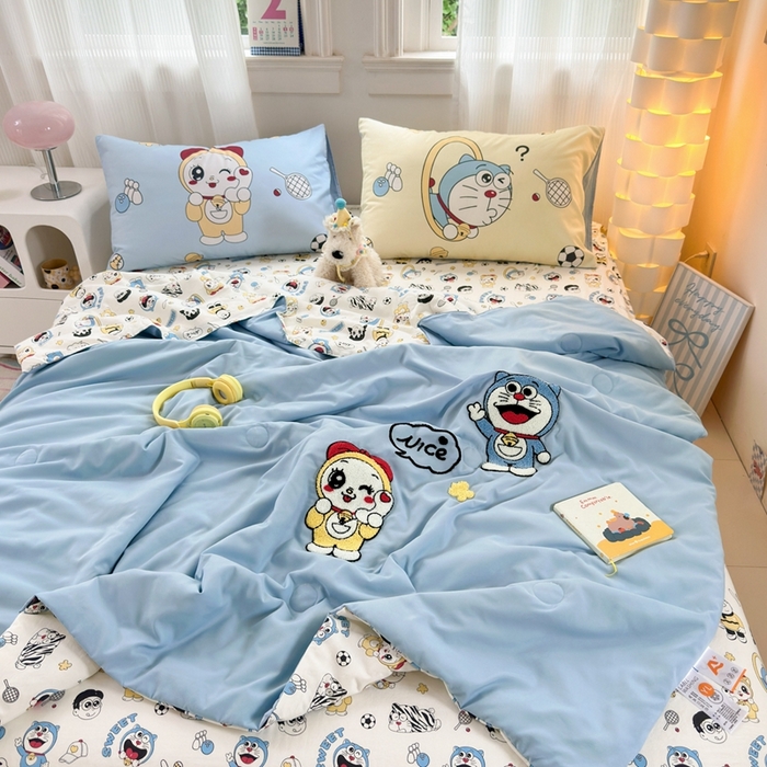 91家纺网 家纺一手货源 找家纺 一霖家纺 2025新款高克重云朵毛巾绣夏被 百变哆啦