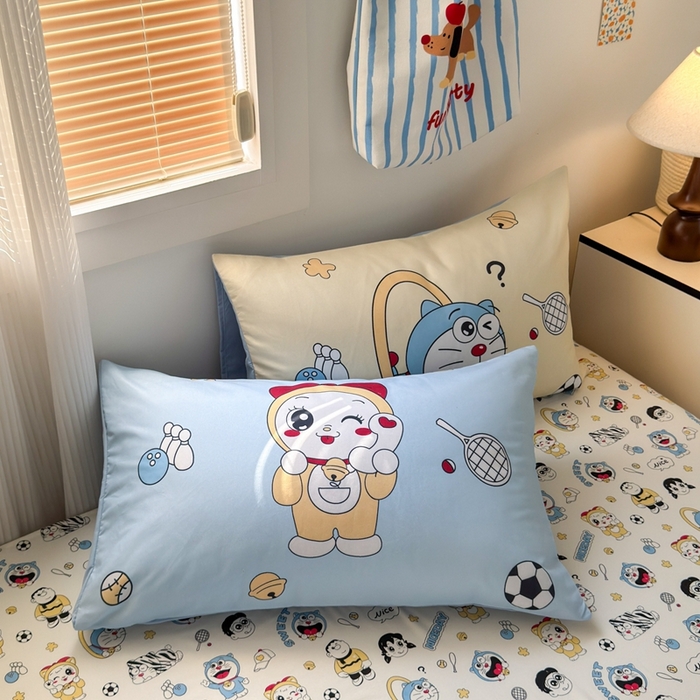 91家纺网 家纺一手货源 找家纺 一霖家纺 2025新款高克重云朵棉数码印花＋毛巾绣四件套 萌萌小叮当