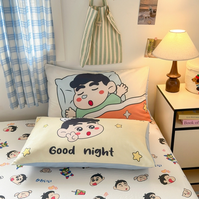 91家纺网 家纺一手货源 找家纺 一霖家纺 2025新款高克重云朵棉数码印花＋毛巾绣四件套 晚安 小新