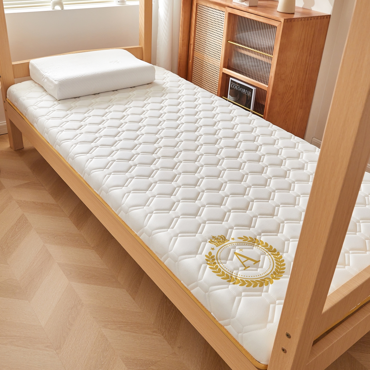 91家纺网 家纺一手货源 找家纺 希廷顿 2025春夏新款足球宿舍床垫单床垫 白色-足球-H烫画