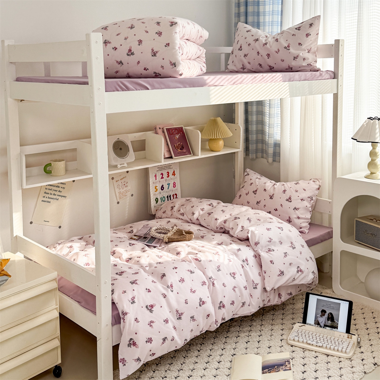 91家纺网 家纺一手货源 找家纺 （总）多品家纺 2025新款ins风水洗棉学生宿舍上下铺三件套