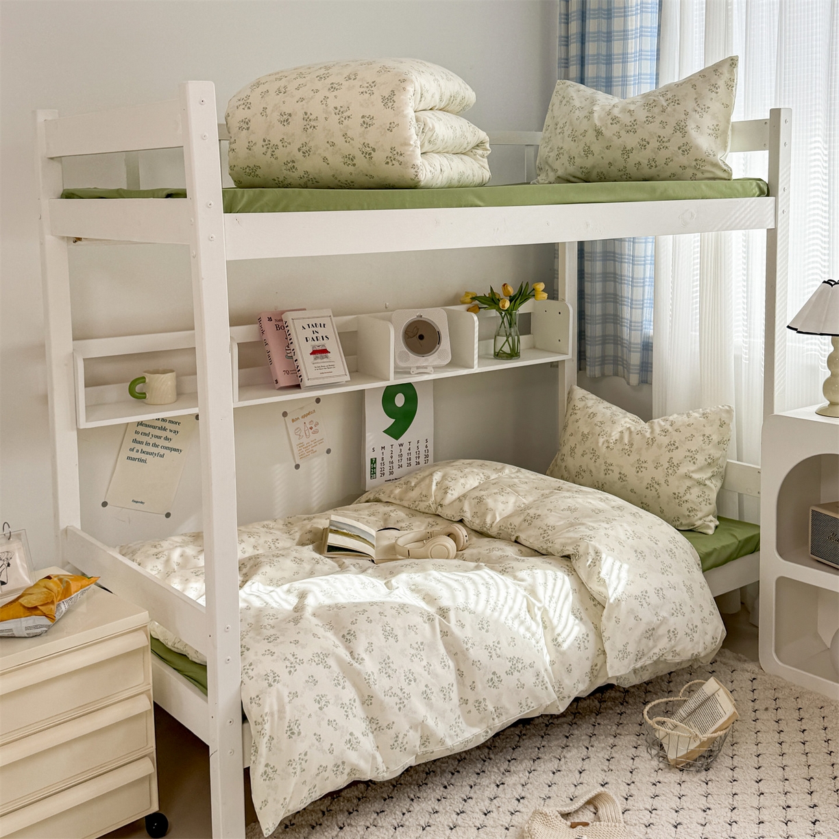 91家纺网 家纺一手货源 找家纺 （总）多品家纺 2025新款ins风水洗棉学生宿舍上下铺三件套