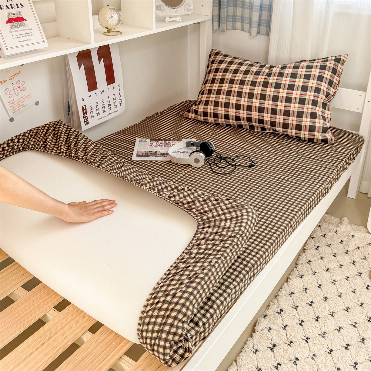 91家纺网 家纺一手货源 找家纺 （总）多品家纺 2025新款ins风水洗棉学生宿舍上下铺三件套