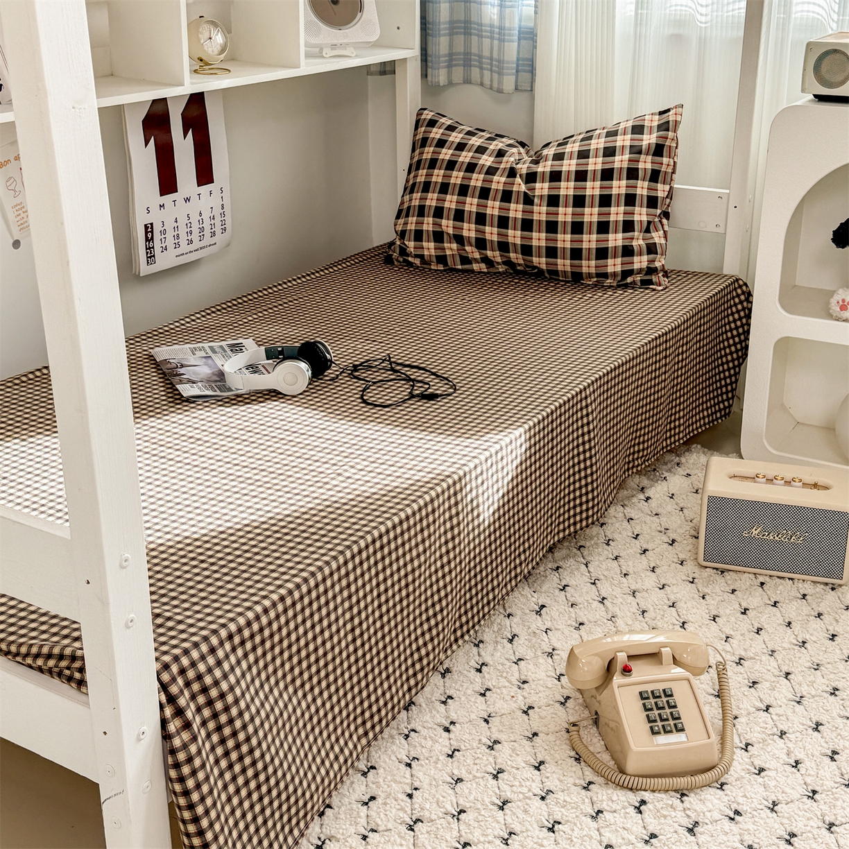 91家纺网 家纺一手货源 找家纺 （总）多品家纺 2025新款ins风水洗棉学生宿舍上下铺三件套