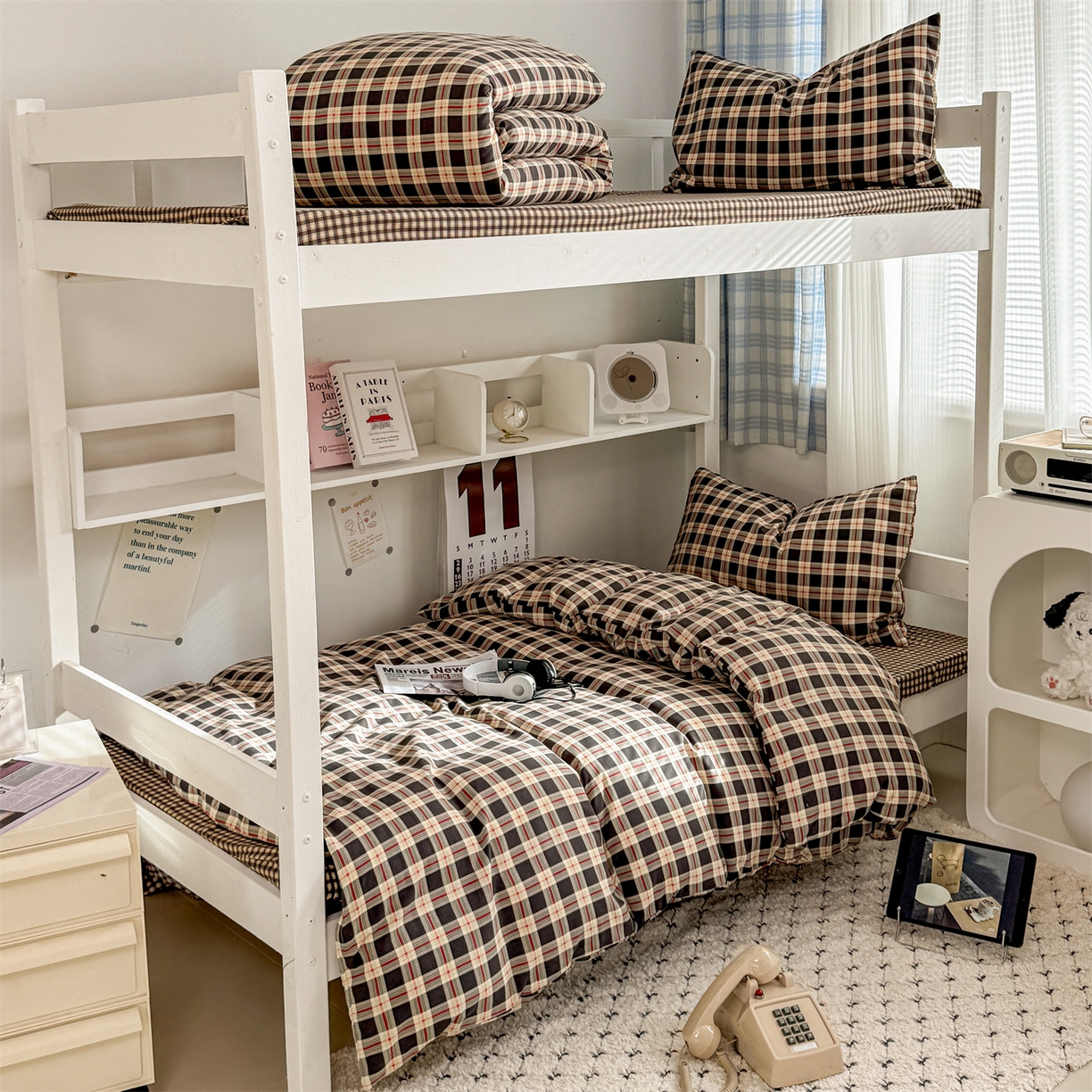 （总）多品家纺 2025新款ins风水洗棉学生宿舍上下铺三件套