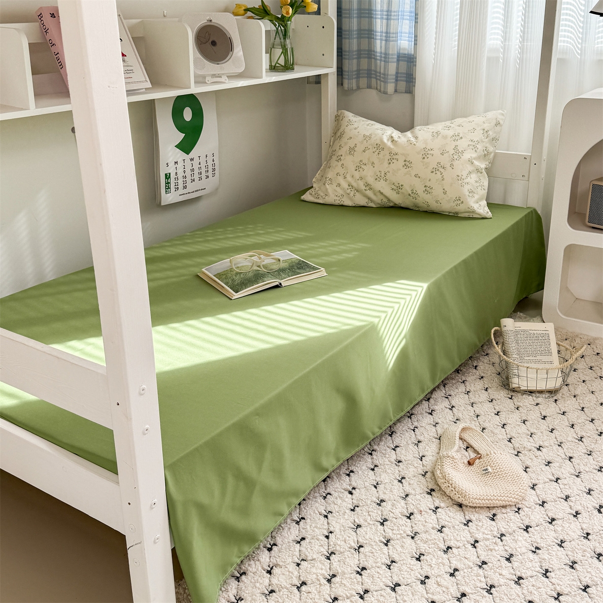 91家纺网 家纺一手货源 找家纺 多品家纺 2025新款ins风水洗棉学生宿舍上下铺三件套 翠微